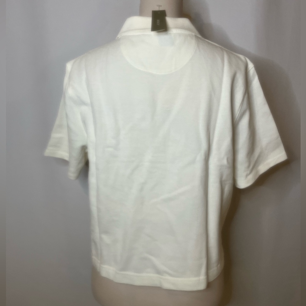 J.Crew Piqué cropped polo shirt in ivory - Picture 5 of 6